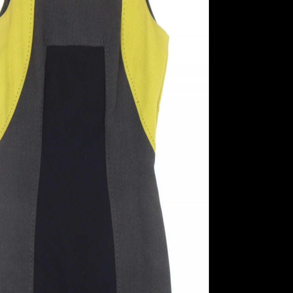 Marks and Spencer Womens Grey Polyester Bodycon Size 10 Round Neck Zip - Colourblock