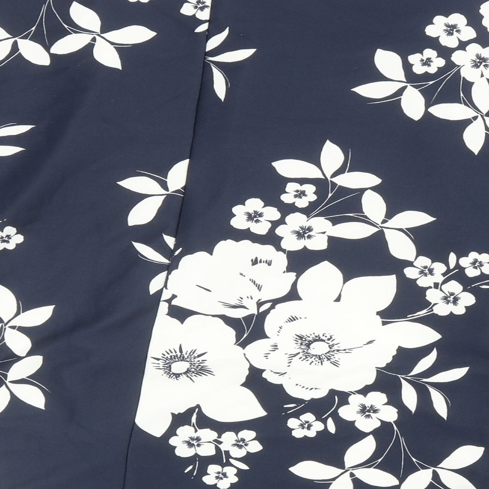 Very Womens Blue Floral Polyester Skater Skirt Size 20