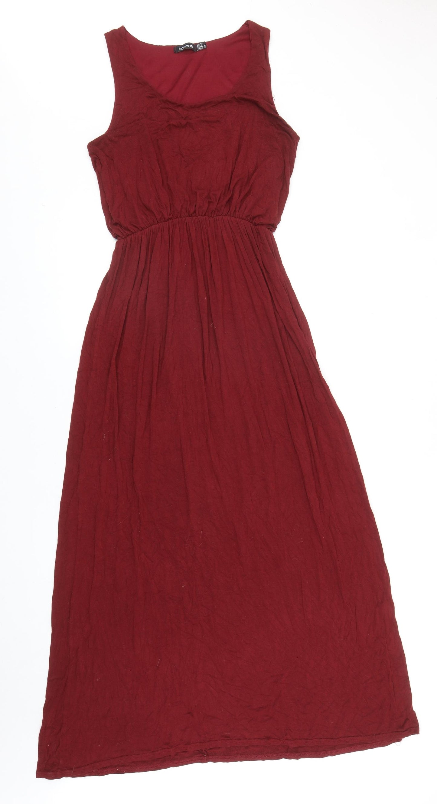 Boohoo Womens Red Viscose Maxi Size 12 Scoop Neck Pullover