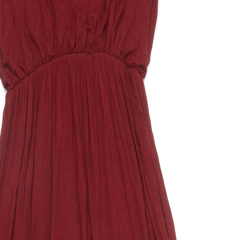 Boohoo Womens Red Viscose Maxi Size 12 Scoop Neck Pullover