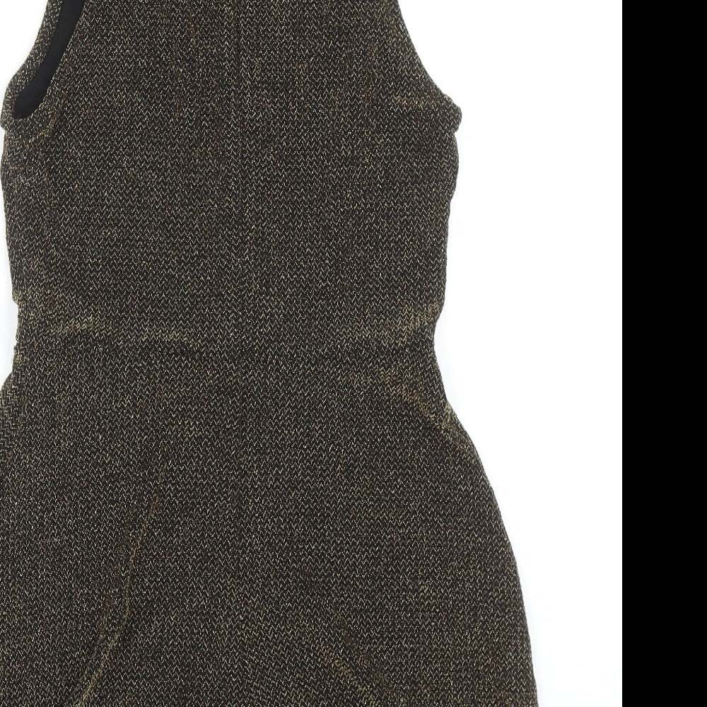 Topshop Womens Gold Nylon Playsuit One-Piece Size 12 Zip