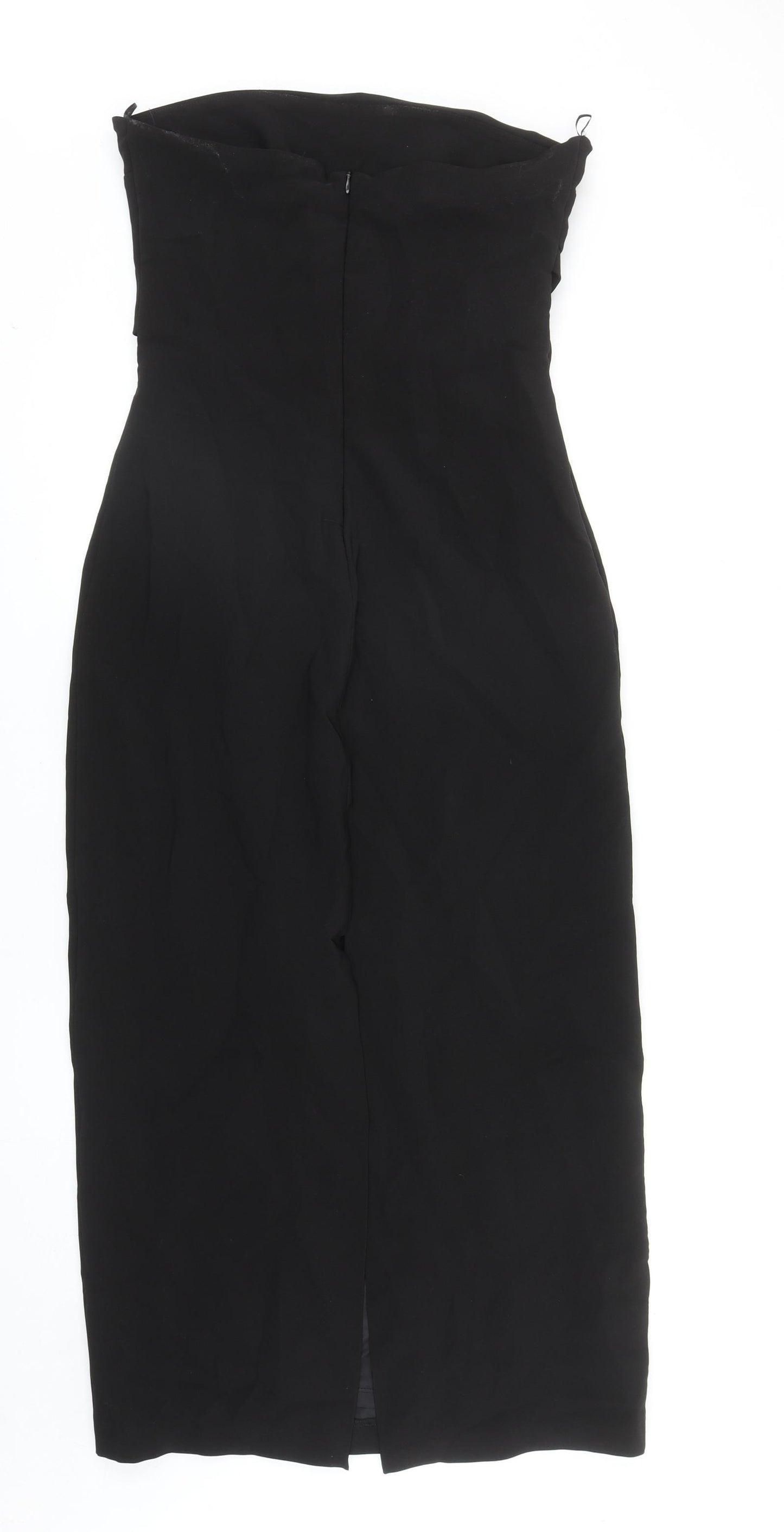 Zara Womens Black Polyester Pencil Dress Size L Off the Shoulder Zip - Slit