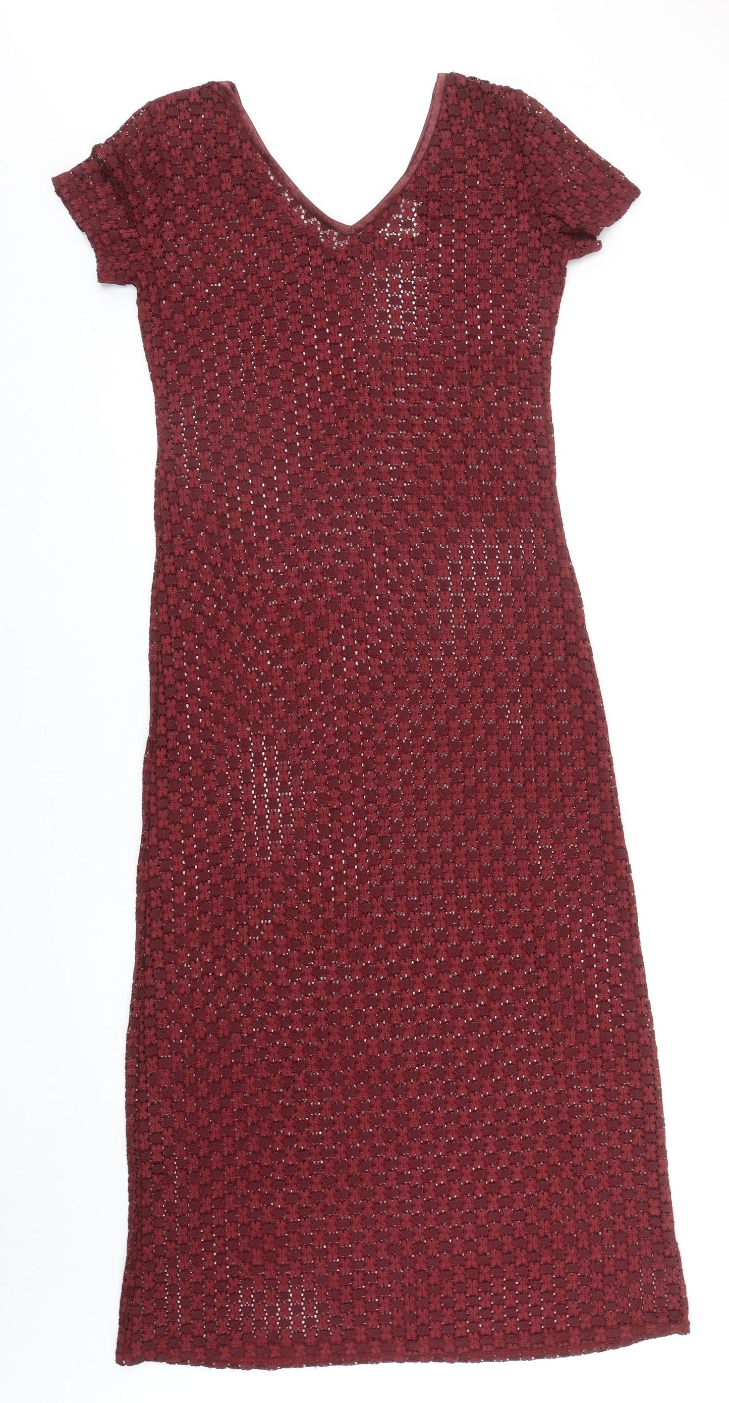 Principles Womens Red Geometric Polyester A-Line Size 16 V-Neck Pullover