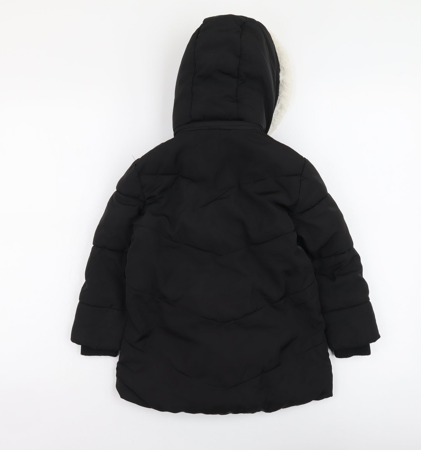 Primark Girls Black Parka Coat Size 4-5 Years Zip