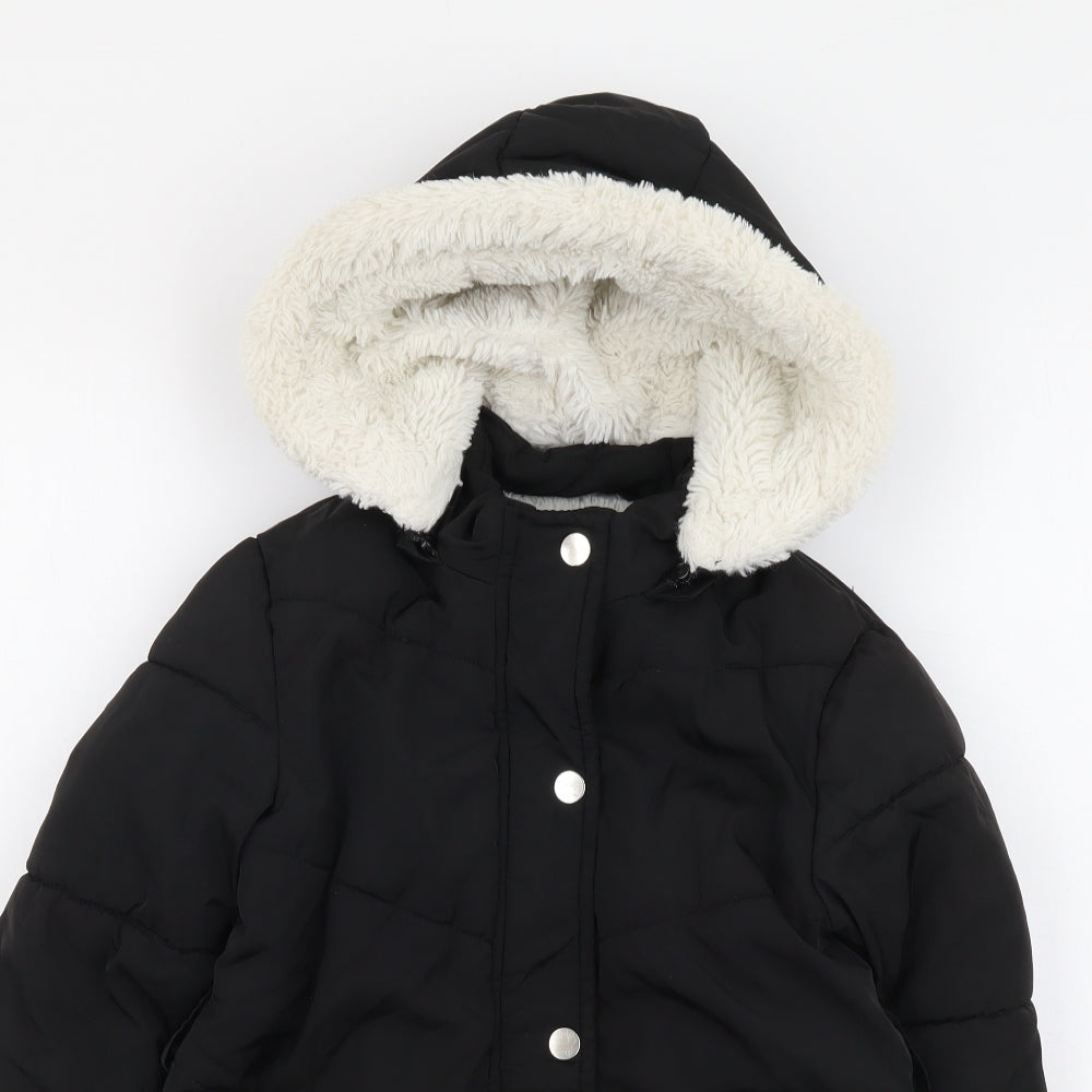 Primark Girls Black Parka Coat Size 4-5 Years Zip