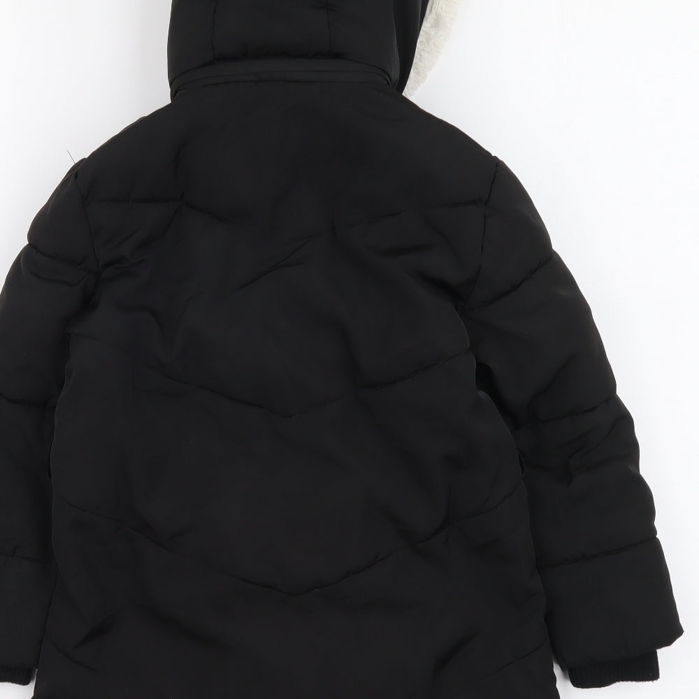 Primark Girls Black Parka Coat Size 4-5 Years Zip