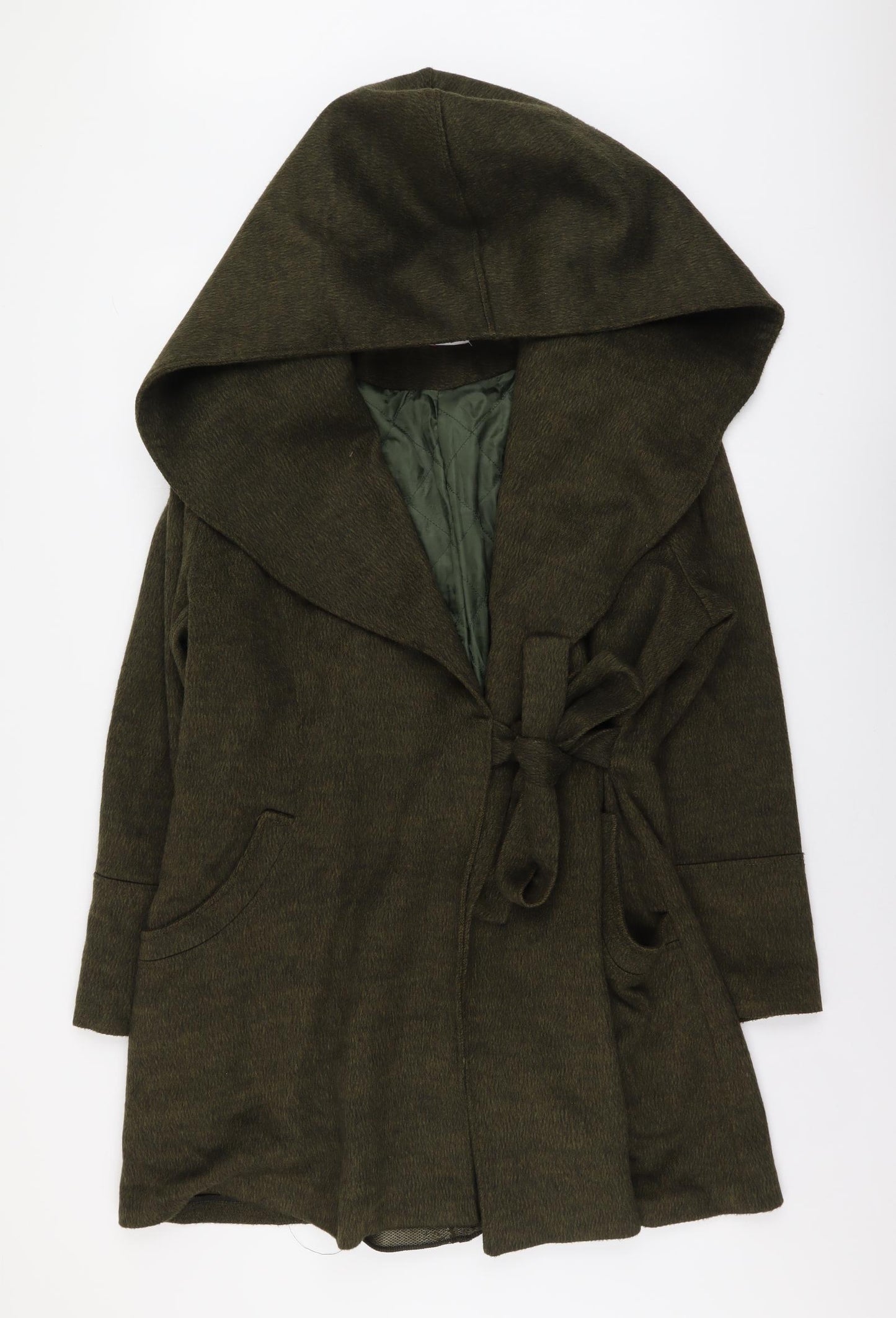 Esin Womens Green Overcoat Coat Size 20 Tie