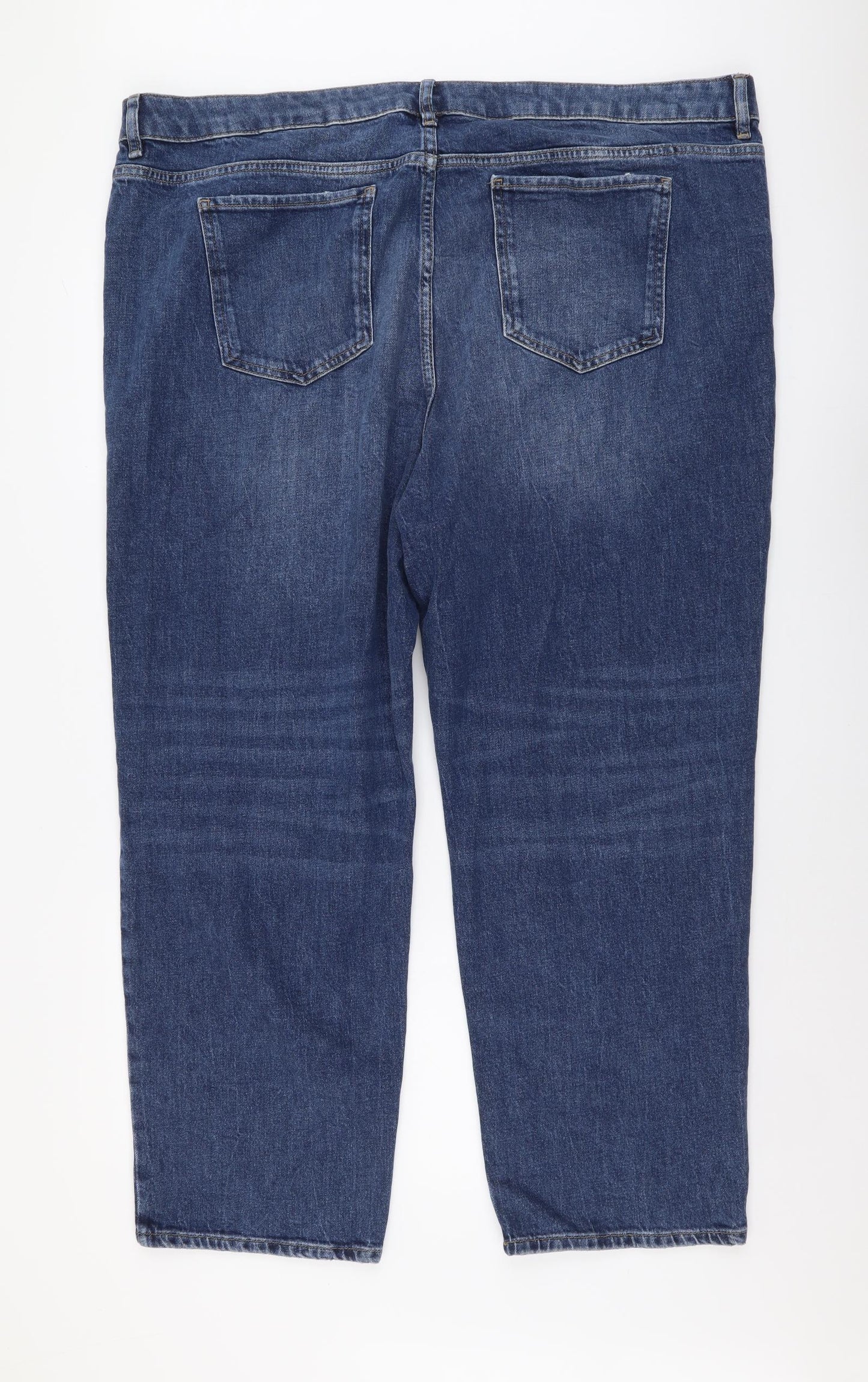 Marks and Spencer Womens Blue Cotton Straight Jeans Size 24 L28 in Regular Button