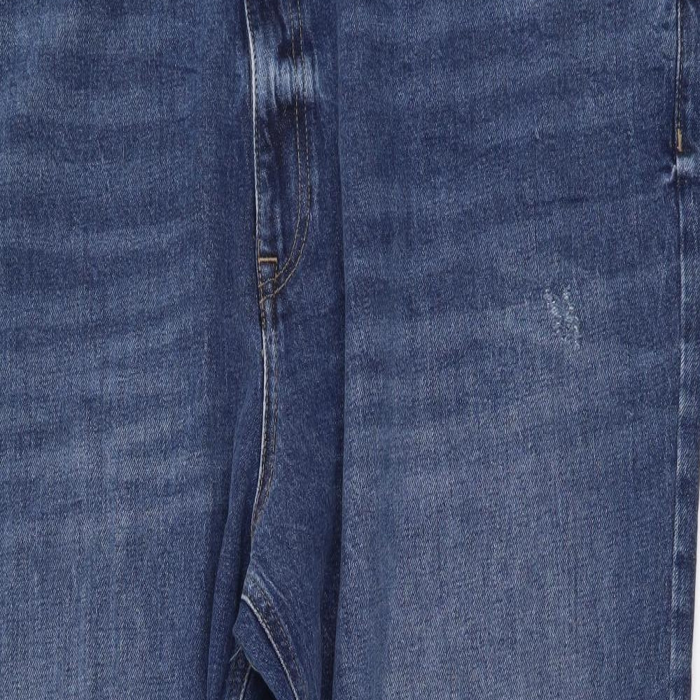 Marks and Spencer Womens Blue Cotton Straight Jeans Size 24 L28 in Regular Button