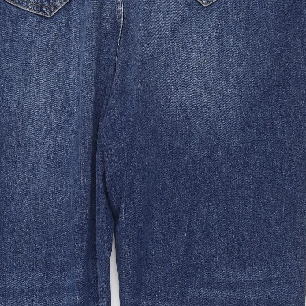 Marks and Spencer Womens Blue Cotton Straight Jeans Size 24 L28 in Regular Button