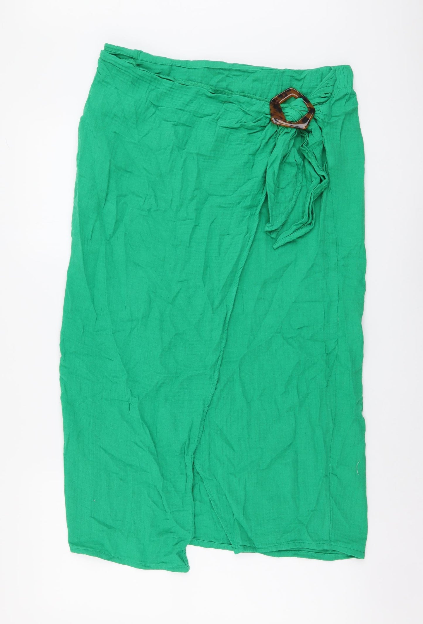 F&F Womens Green Cotton Wrap Skirt Size 14