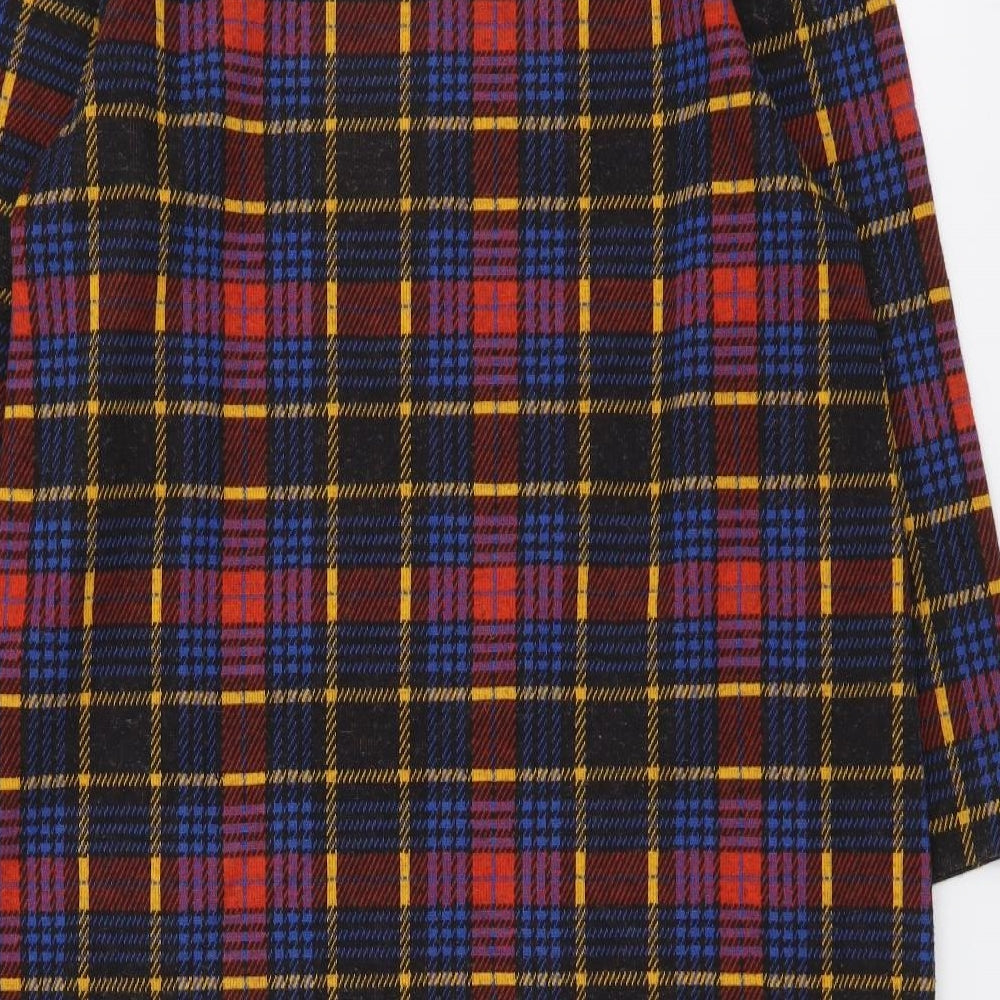 TU Womens Multicoloured Plaid Polyester A-Line Size 12 Round Neck Pullover