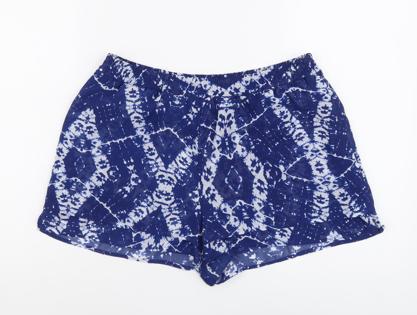 Papaya Womens Blue Geometric Polyester Bermuda Shorts Size 14 L3 in Regular