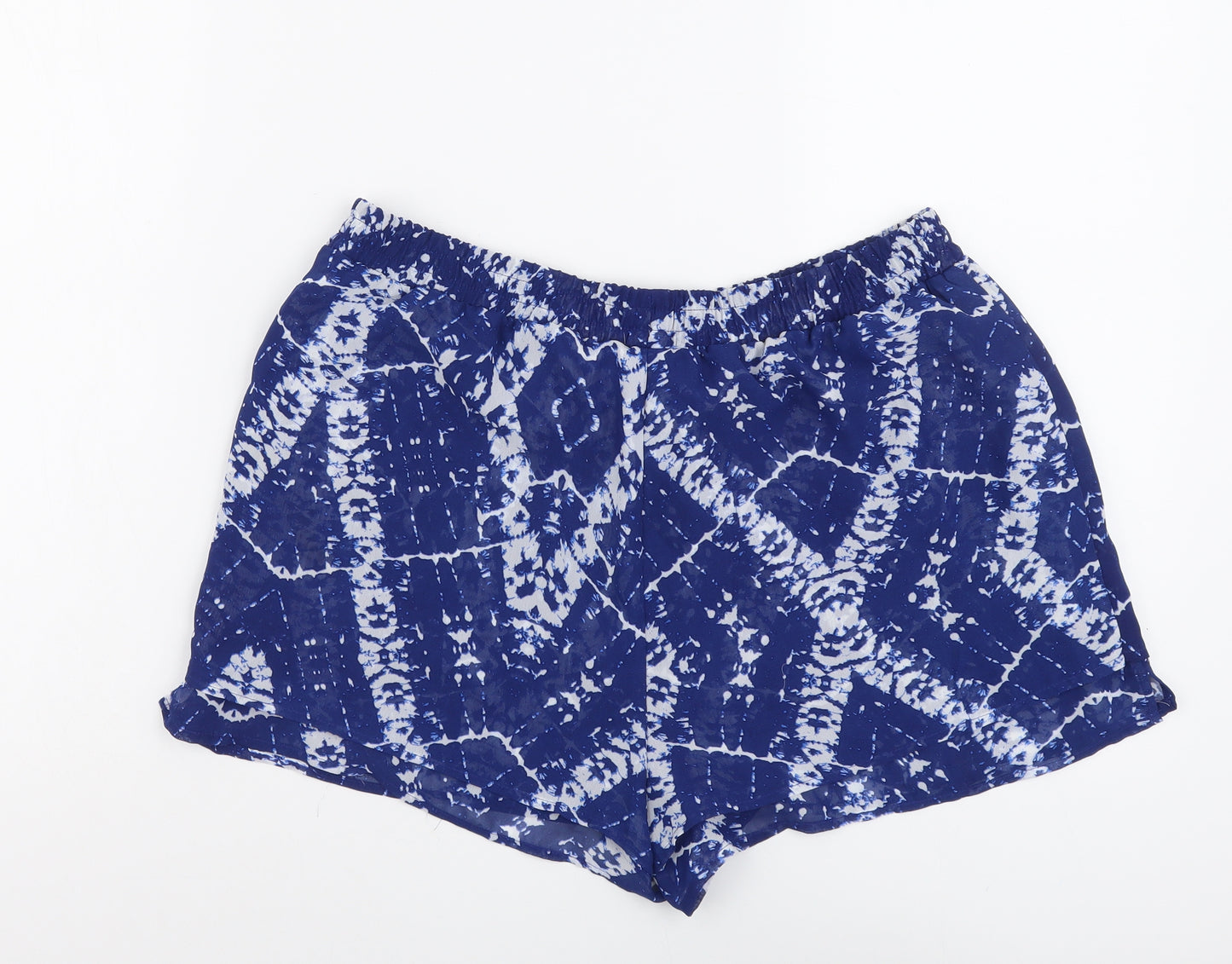 Papaya Womens Blue Geometric Polyester Bermuda Shorts Size 14 L3 in Regular