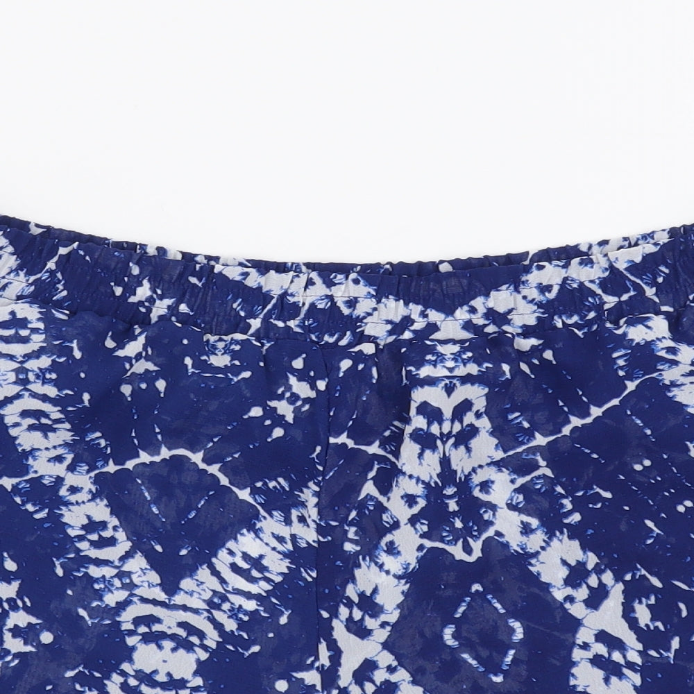 Papaya Womens Blue Geometric Polyester Bermuda Shorts Size 14 L3 in Regular
