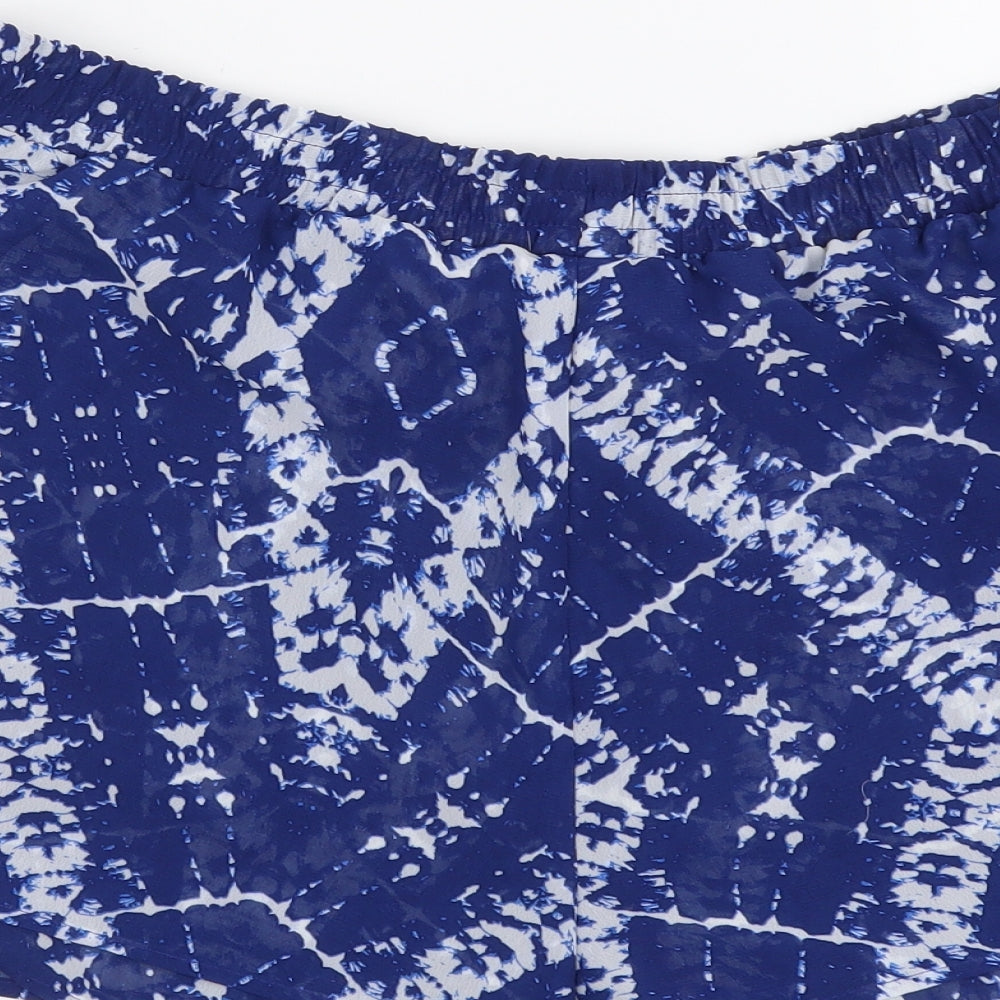Papaya Womens Blue Geometric Polyester Bermuda Shorts Size 14 L3 in Regular