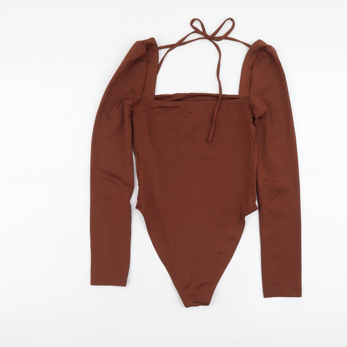 Topshop Womens Brown Polyester Bodysuit One-Piece Size 4 Snap