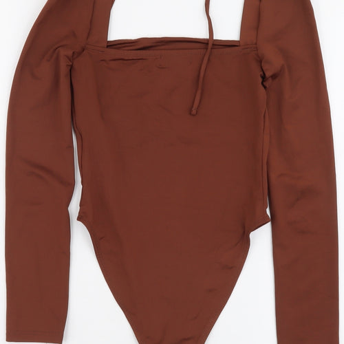 Topshop Womens Brown Polyester Bodysuit One-Piece Size 4 Snap