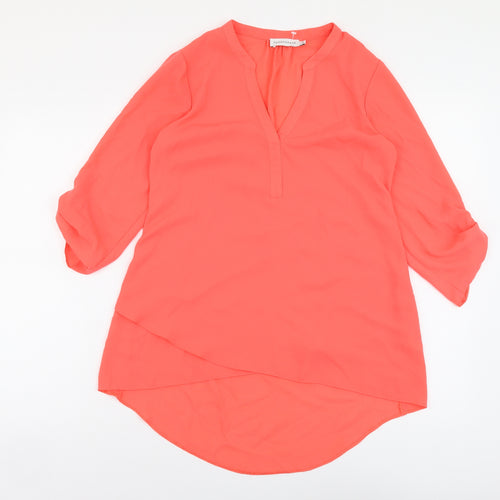 Paraphrase Womens Pink Polyester Basic Blouse Size XS V-Neck