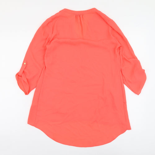 Paraphrase Womens Pink Polyester Basic Blouse Size XS V-Neck