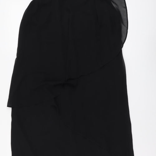 Debenhams Womens Black Polyester A-Line Size 10 Round Neck Button