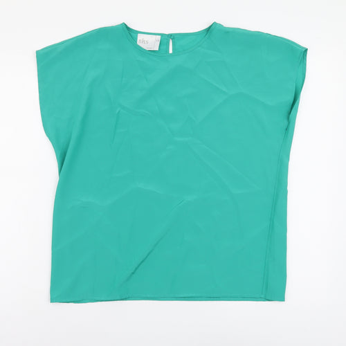 BHS Womens Green Polyester Basic Blouse Size 14 Round Neck