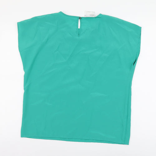 BHS Womens Green Polyester Basic Blouse Size 14 Round Neck