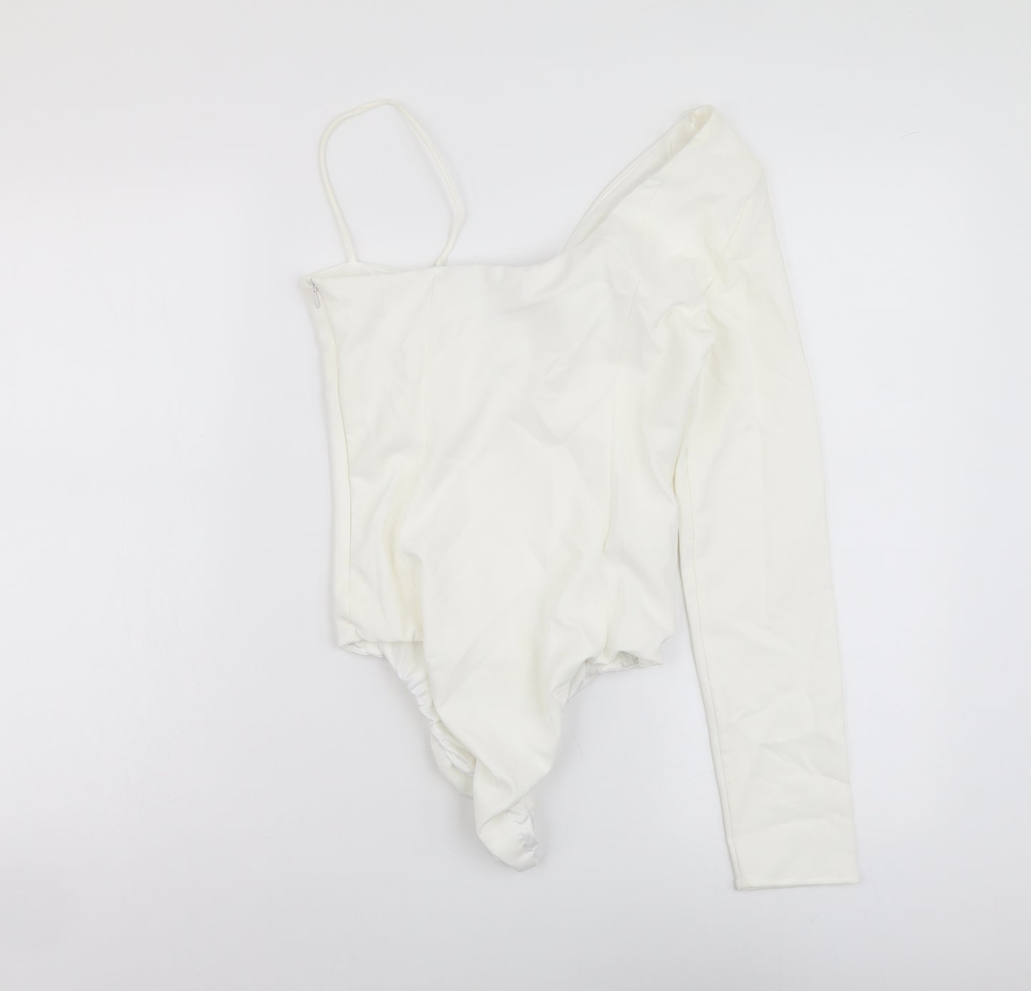 Zara Womens Ivory Polyester Bodysuit One-Piece Size S Snap