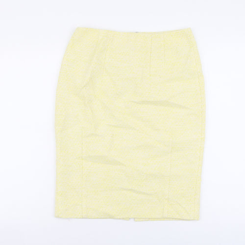 Saba Womens Yellow Cotton Straight & Pencil Skirt Size 10 Zip