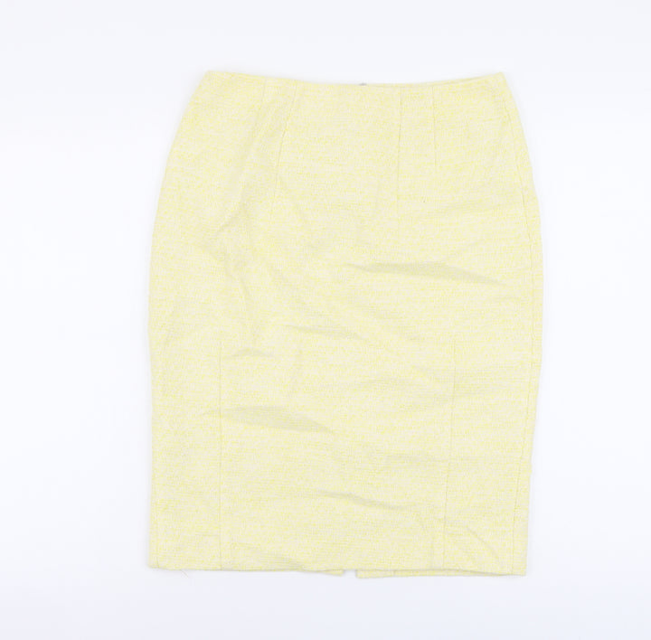 Saba Womens Yellow Cotton Straight & Pencil Skirt Size 10 Zip