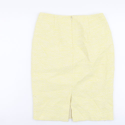 Saba Womens Yellow Cotton Straight & Pencil Skirt Size 10 Zip