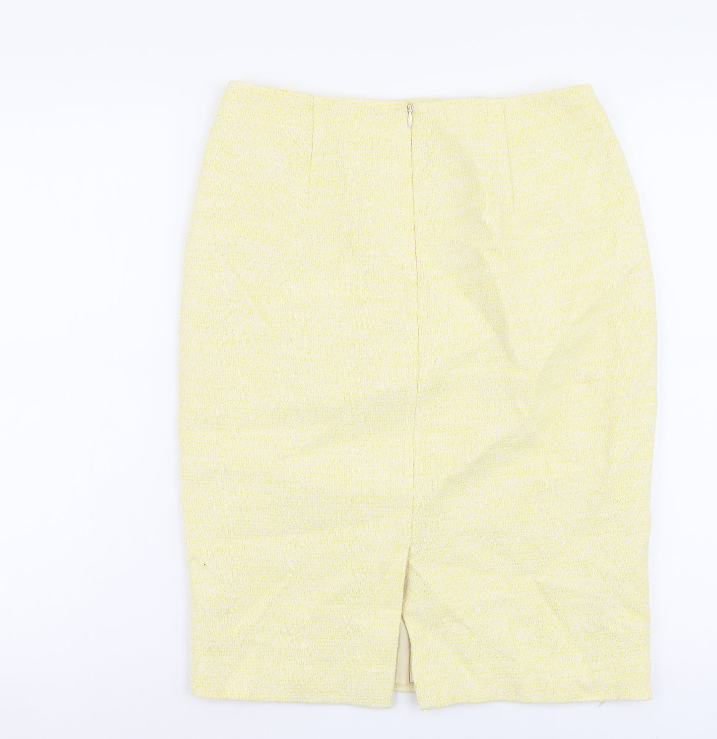 Saba Womens Yellow Cotton Straight & Pencil Skirt Size 10 Zip