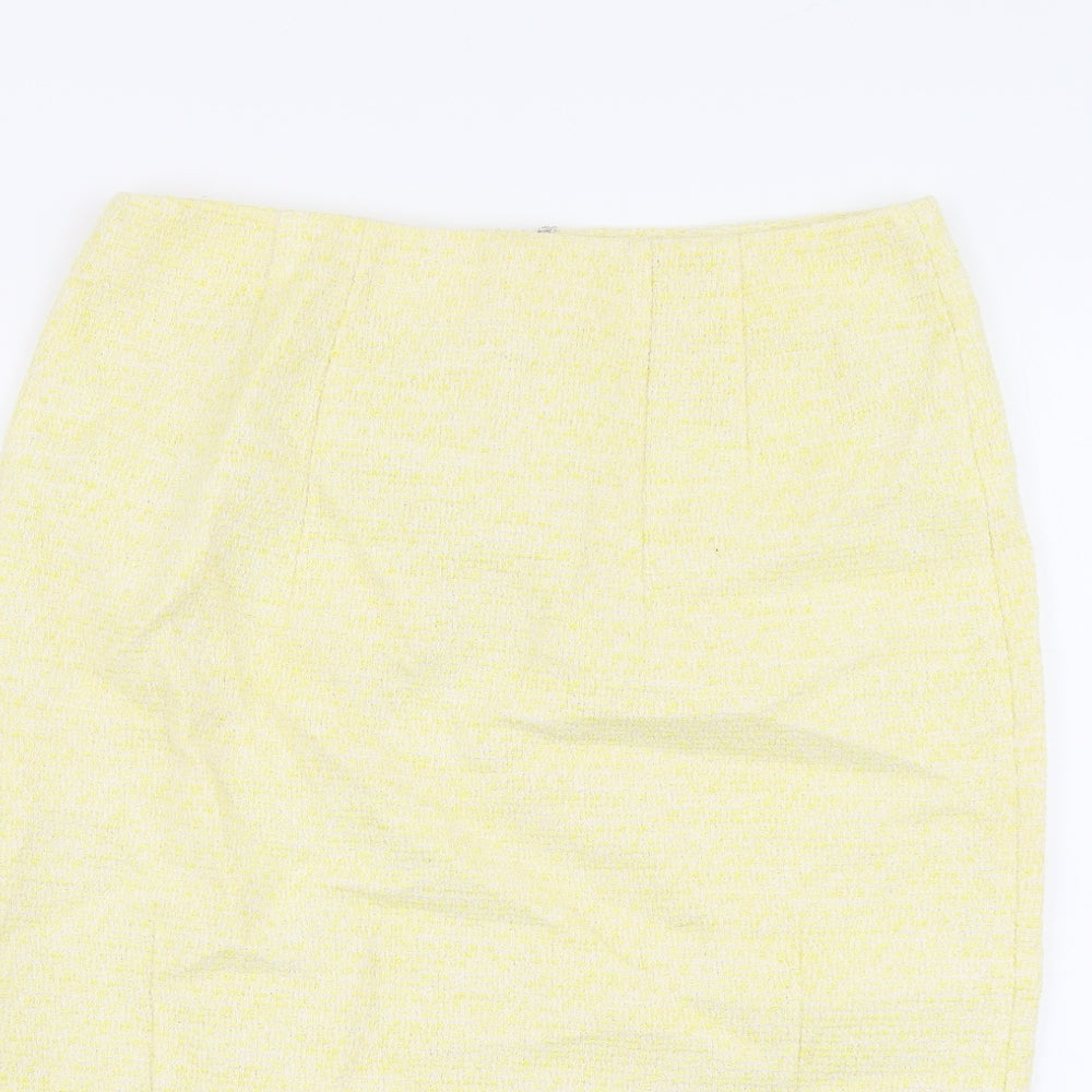 Saba Womens Yellow Cotton Straight & Pencil Skirt Size 10 Zip