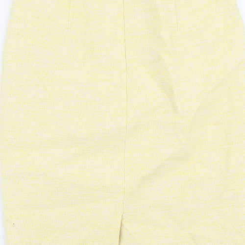 Saba Womens Yellow Cotton Straight & Pencil Skirt Size 10 Zip