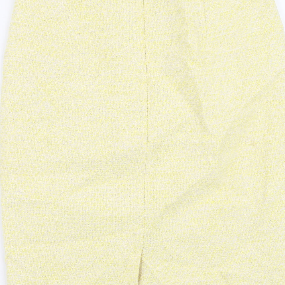 Saba Womens Yellow Cotton Straight & Pencil Skirt Size 10 Zip