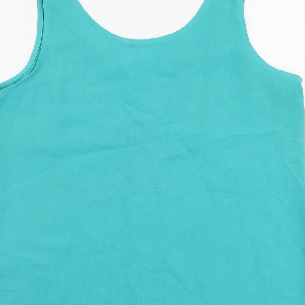 TU Womens Blue Polyester Basic Tank Size 14 Scoop Neck