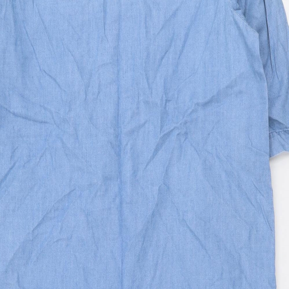 White Stuff Womens Blue Cotton Shift Size 14 V-Neck Button