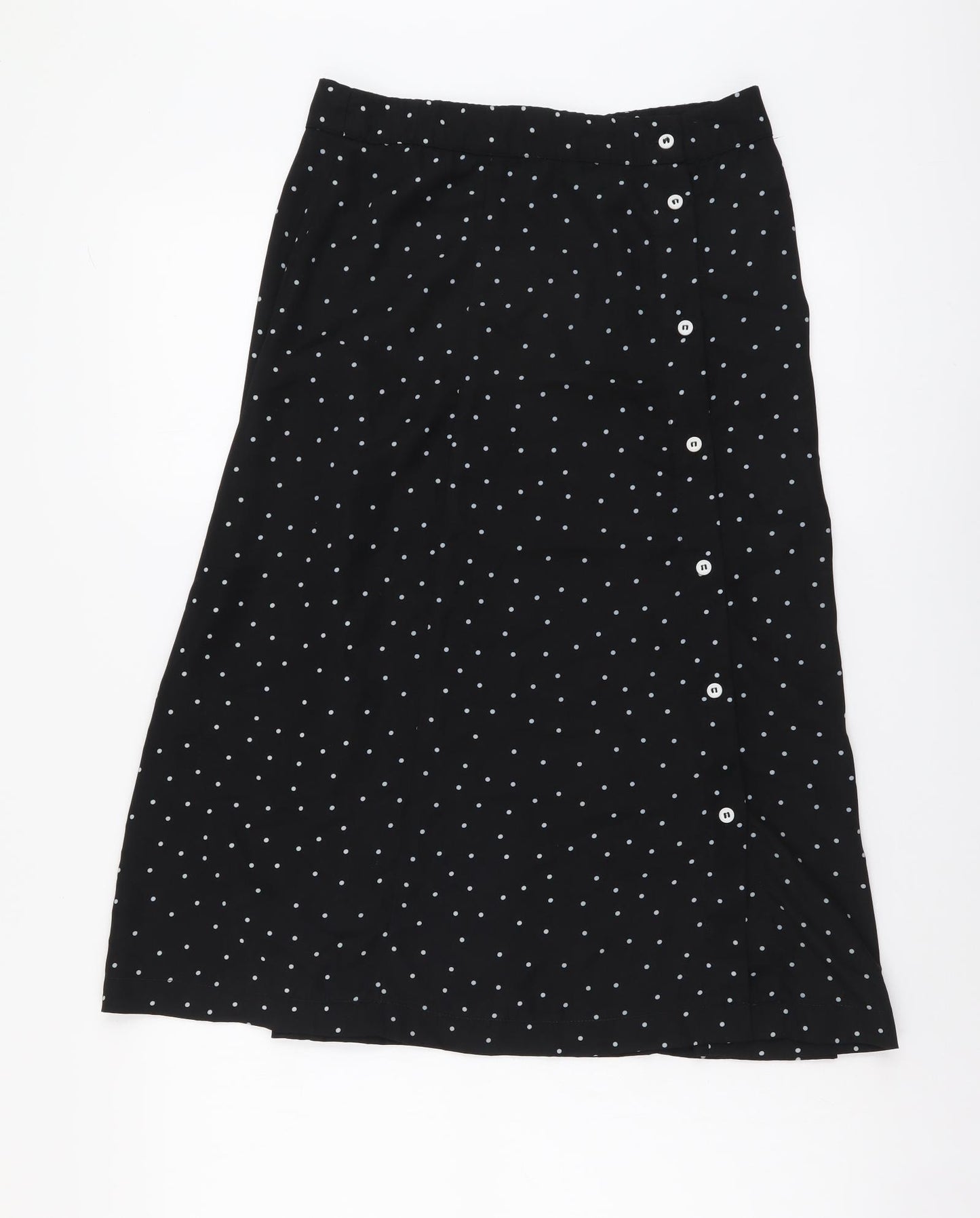 Louche Womens Black Polka Dot Polyester A-Line Skirt Size 10 Button