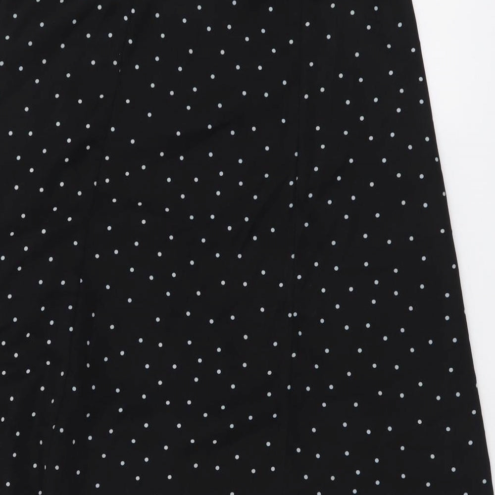 Louche Womens Black Polka Dot Polyester A-Line Skirt Size 10 Button
