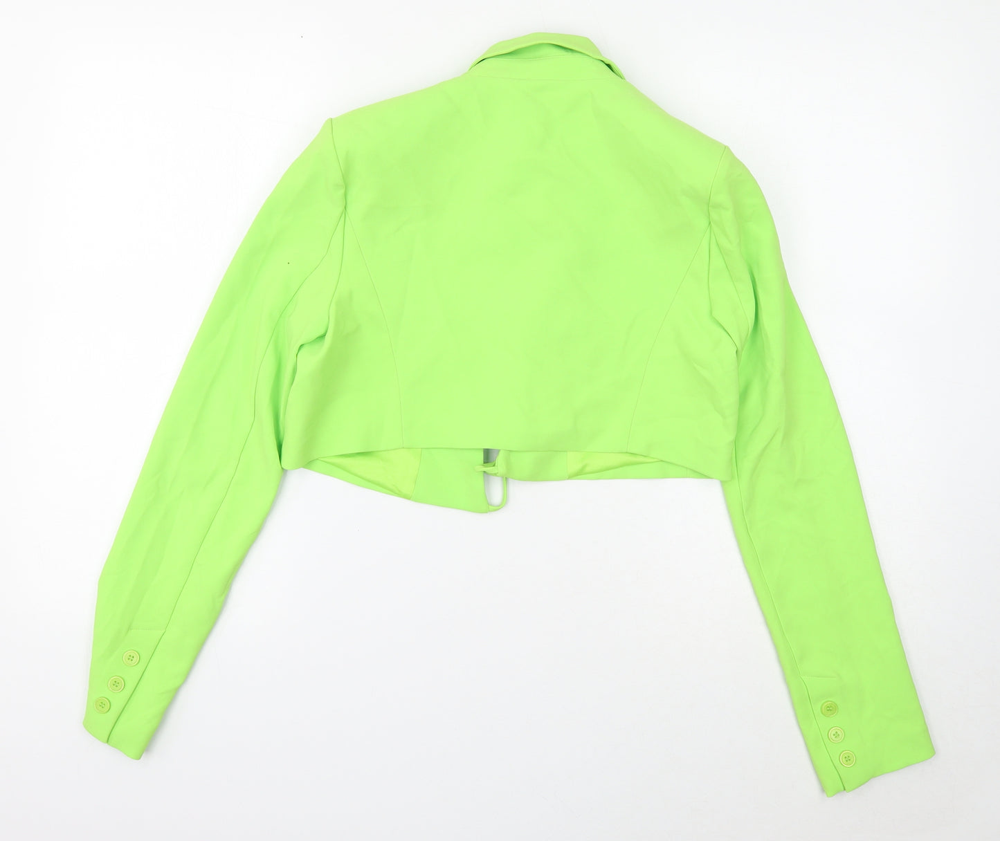 Zara Womens Green Overcoat Jacket Size S Tie - Cropped