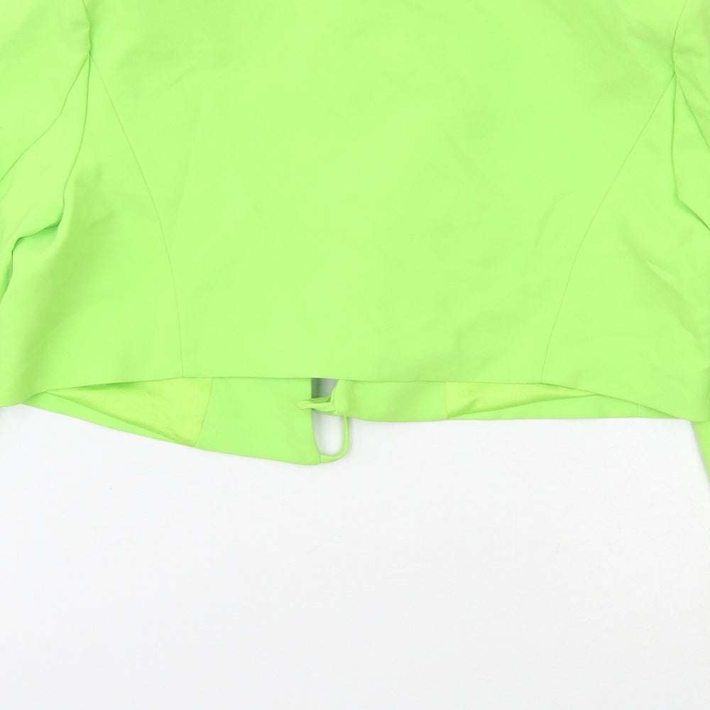 Zara Womens Green Overcoat Jacket Size S Tie - Cropped