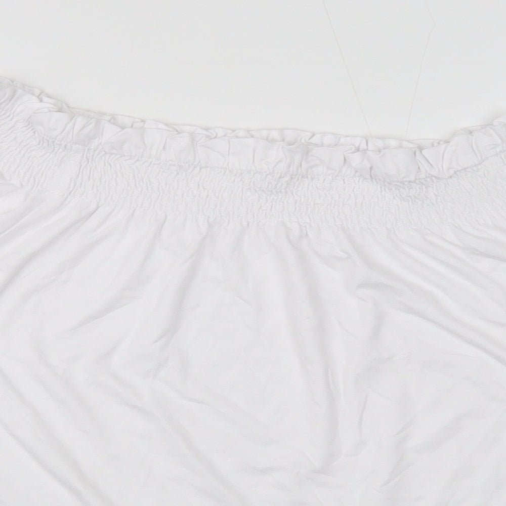 Marks and Spencer Womens White Viscose Basic T-Shirt Size 10 Off the Shoulder