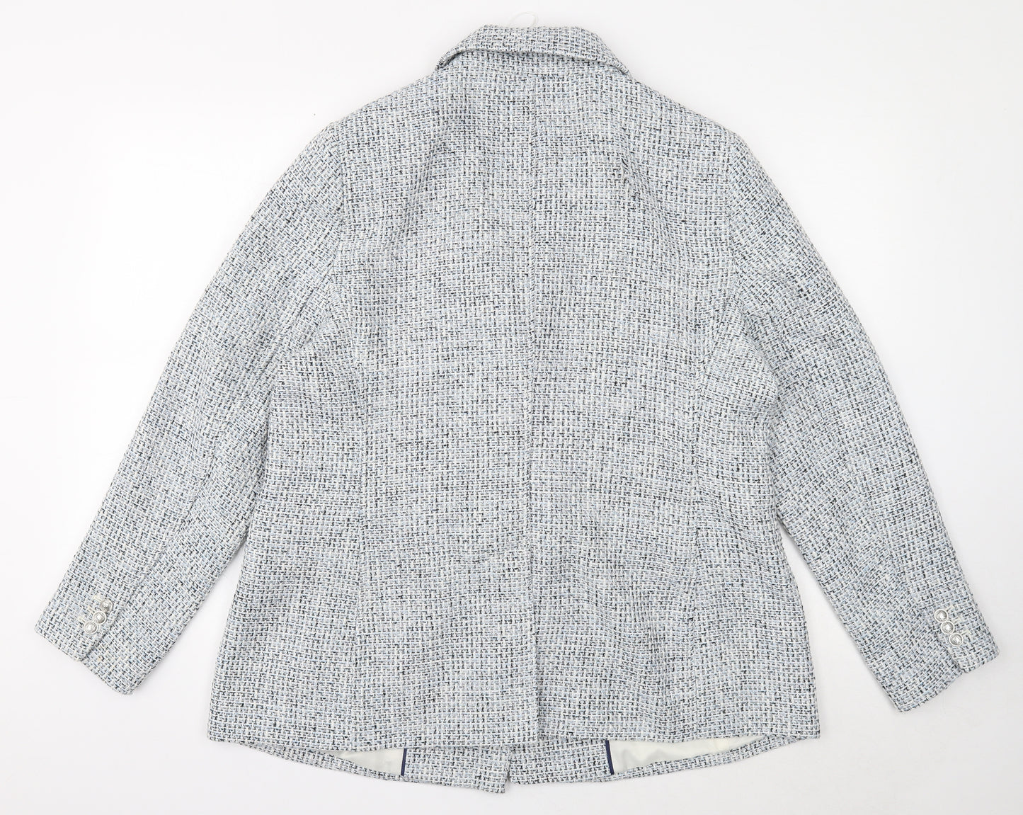 Marks and Spencer Womens Blue Geometric Overcoat Blazer Size 18 Button