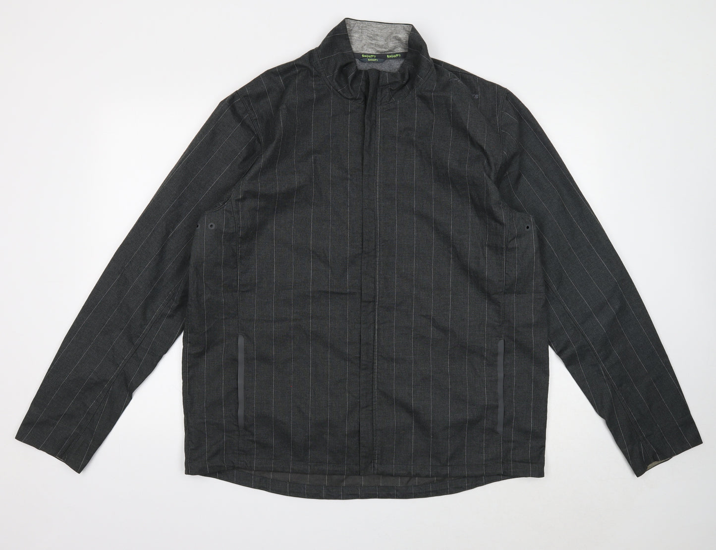 Brooks Mens Grey Striped Jacket Size XL Zip