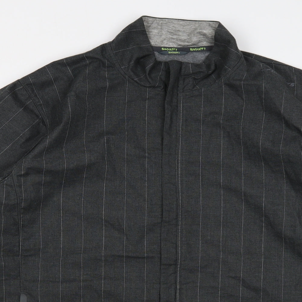 Brooks Mens Grey Striped Jacket Size XL Zip