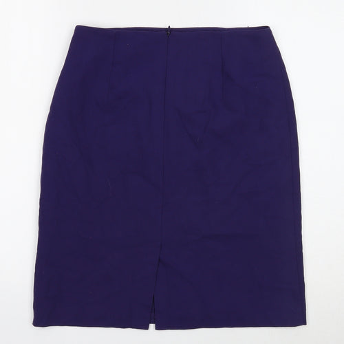 BHS Womens Purple Polyester A-Line Skirt Size 12 Zip
