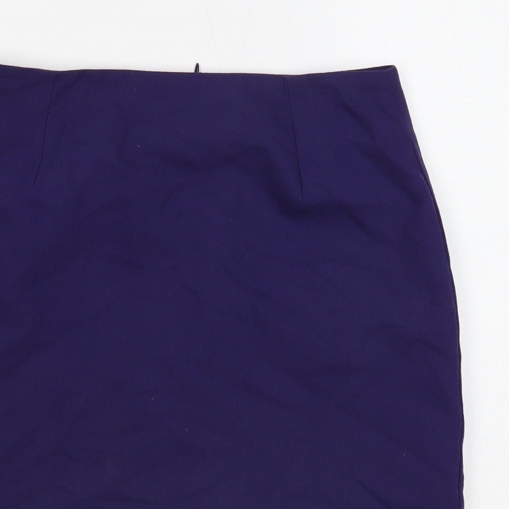 BHS Womens Purple Polyester A-Line Skirt Size 12 Zip
