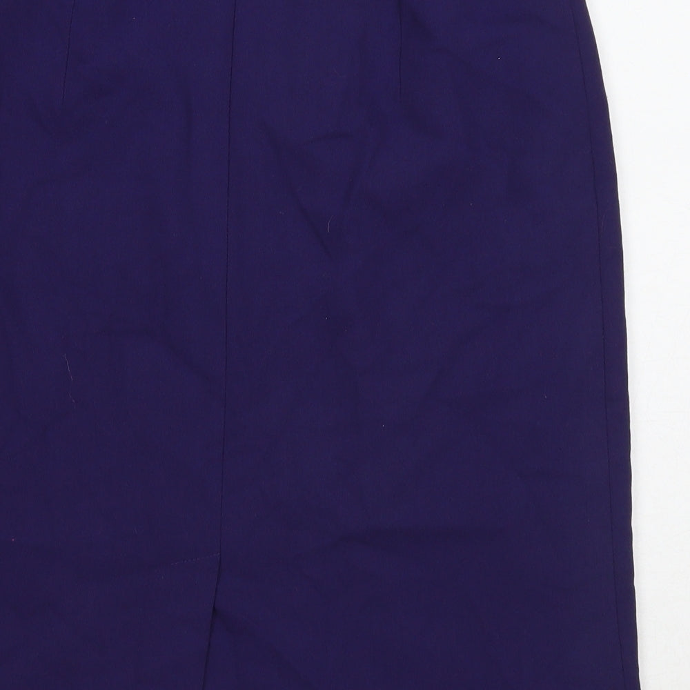 BHS Womens Purple Polyester A-Line Skirt Size 12 Zip