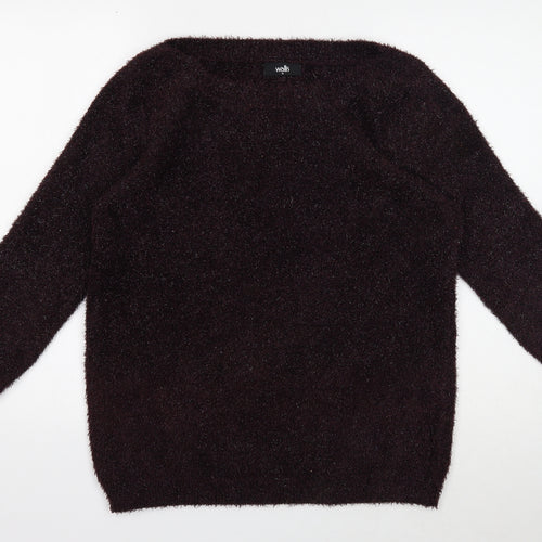 Wallis Womens Purple Boat Neck Polyester Pullover Jumper Size M