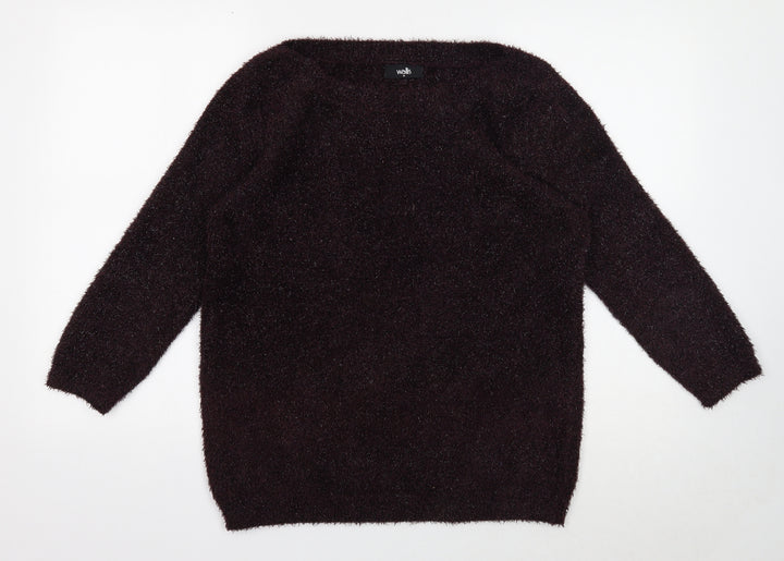 Wallis Womens Purple Boat Neck Polyester Pullover Jumper Size M